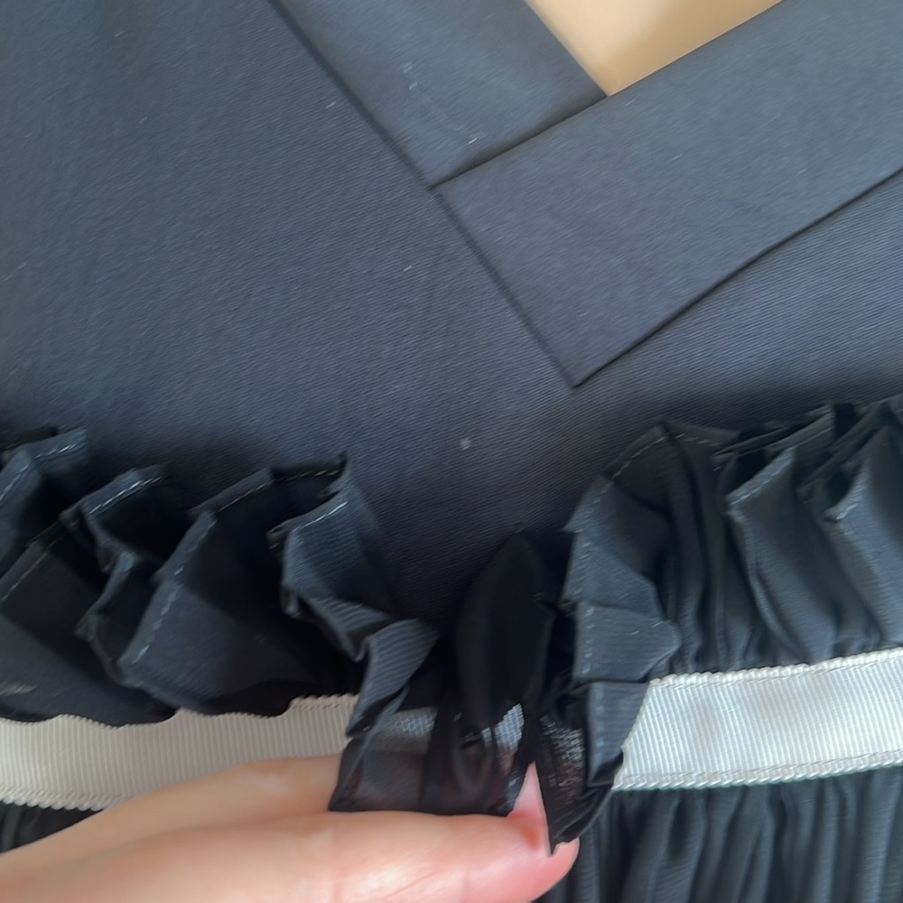 ADEAM Black V-Neck Short Sleeve Pleated Asymmetric Hem Long Tent Dress M - Picture 15 of 16